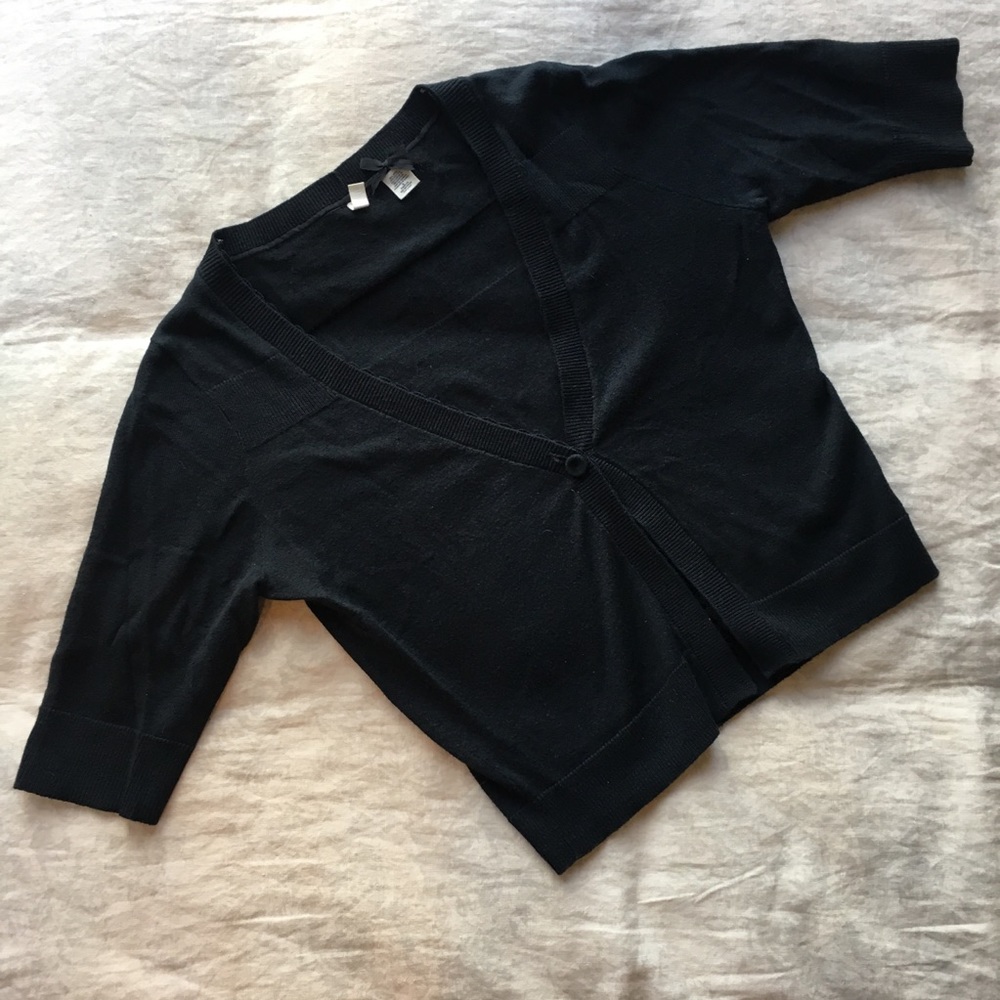 Anthro Moth Feminine Black Short Sleeve Cardigan